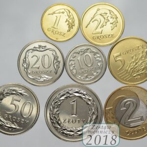 Komplet monet obiegowych 2018 r. UNC 8 sztuk