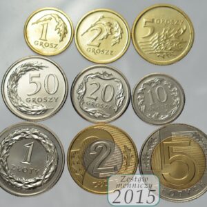 Komplet monet obiegowych 2015 r. UNC 9 sztuk